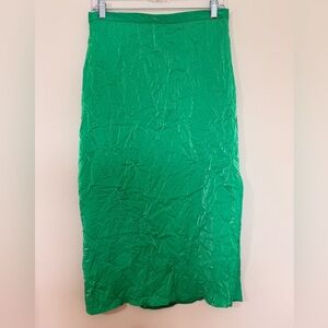 Topshop Emerald Green Skirt with Side Slit and Zip Closure